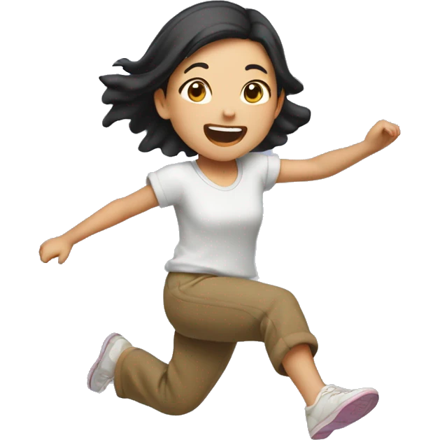 Asian girl jumping down emoji
