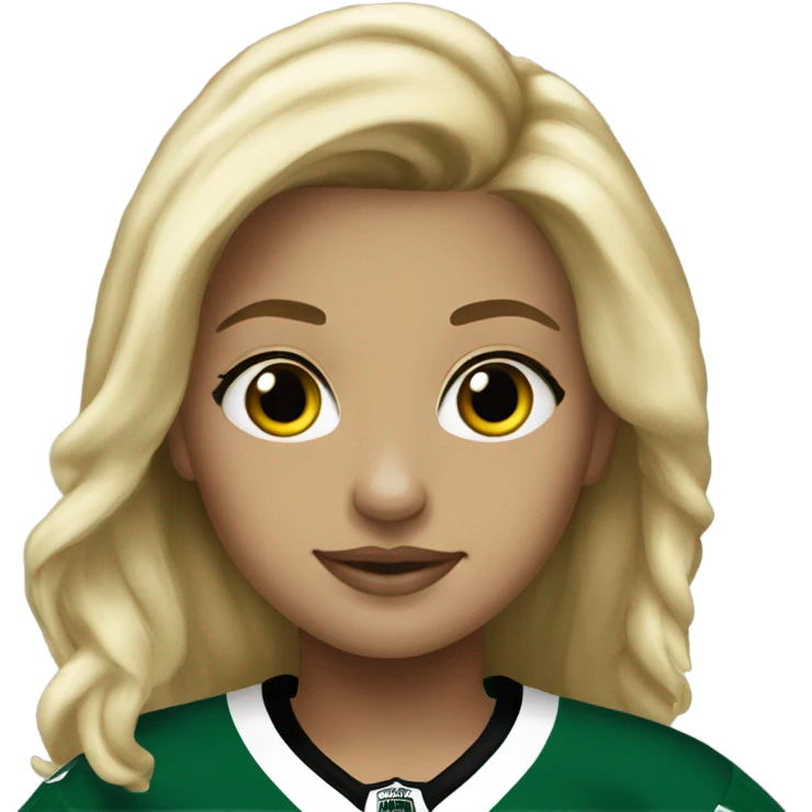 Blonde girl wearing Dallas Stars jersey emoji
