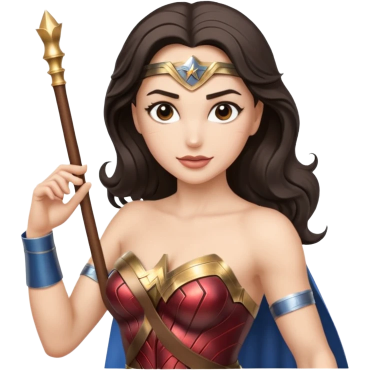 Wonder Woman holding white orchestra conductor’s baton emoji