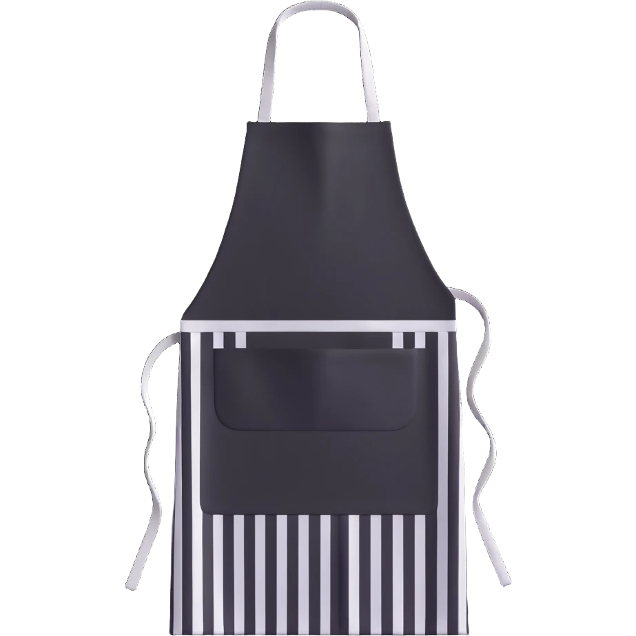 black apron with white stripes (dense) emoji