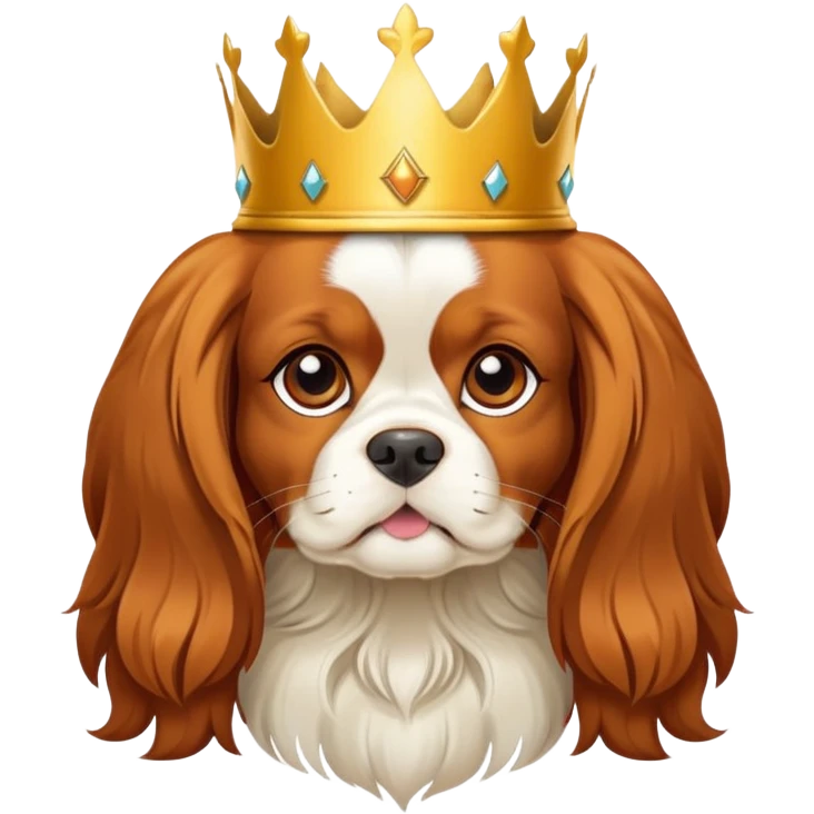 Cavalier dog wearing a crown emoji