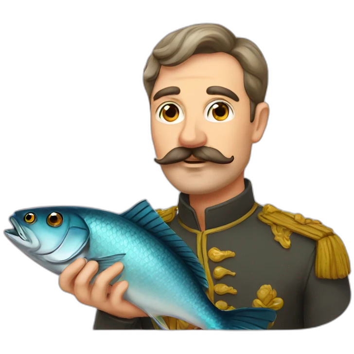 russian moustache husband with fish emoji