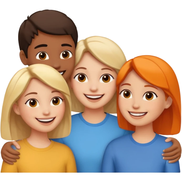 Three friends talking and looking each other emoji