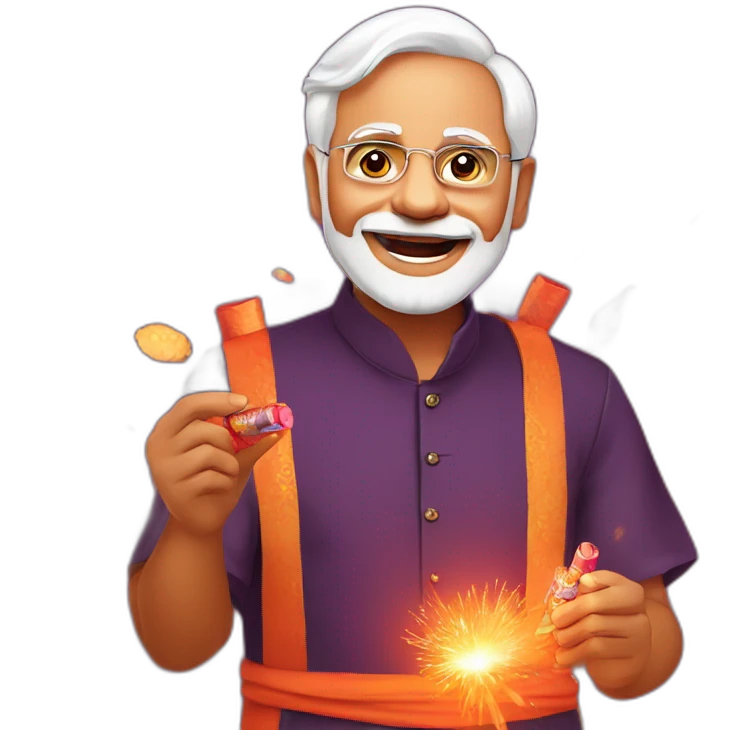 ModiJi Wishing Happy Diwali with firecrackers emoji