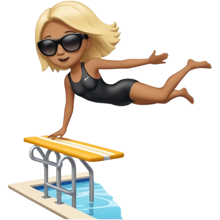 Gabby wearing sunglasses, jumping off a diving board emoji