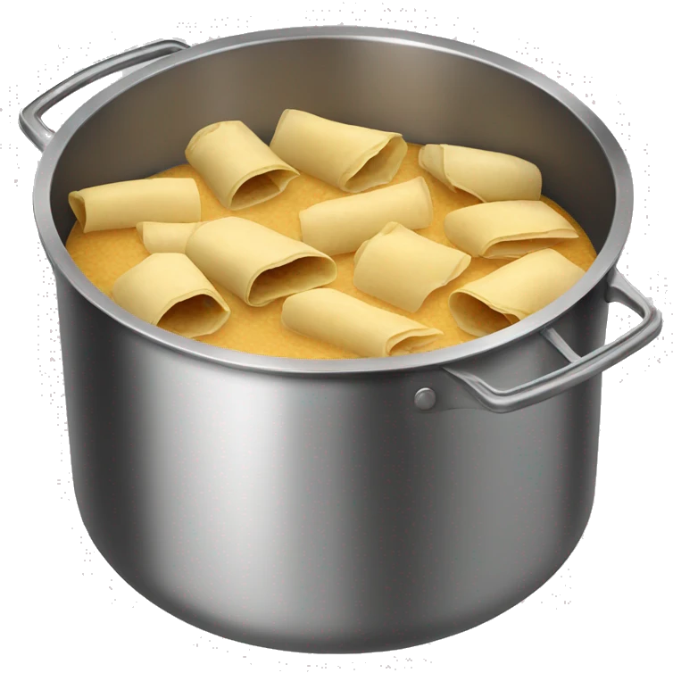 Stainless steel pot with black handlers, tamales inside emoji