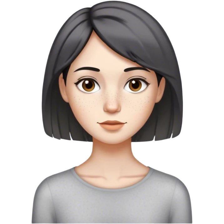 chica, pelo corto, moreno con canas, pecas, delgada emoji