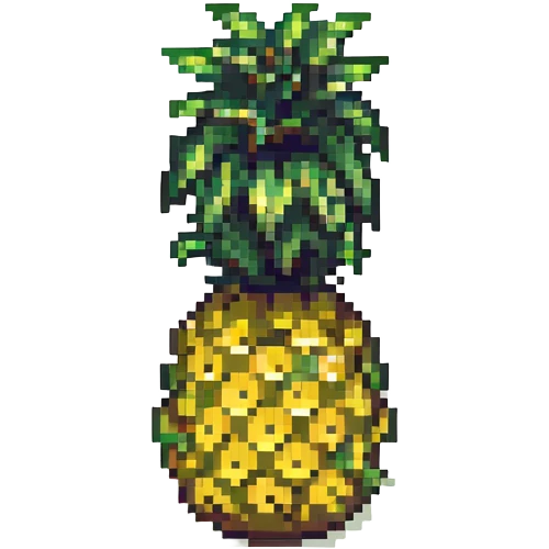 a pineapple with a leafy crown, pixel art style emoji