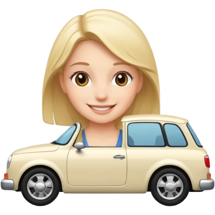 smiling girl by a car emoji