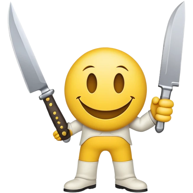 Smiley Face with a knife behind his back emoji