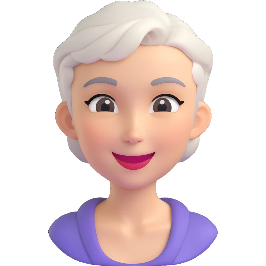 emoji of a slim woman with very short gray-blond hair, winking emoji