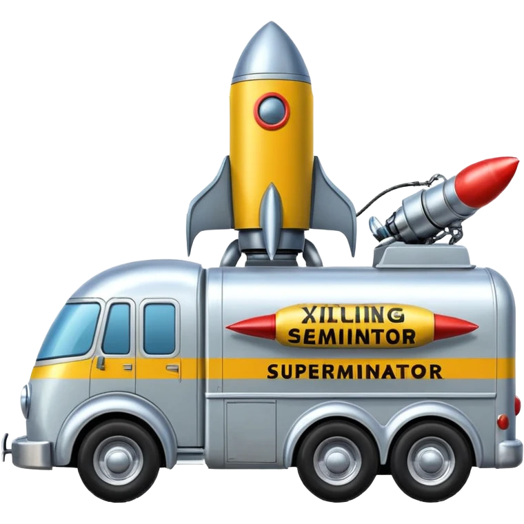 Heroic SuperBug Ron’s exterminator superminator antique rocket powered tall robot moving van (motto: Killing bugs is fun) emoji