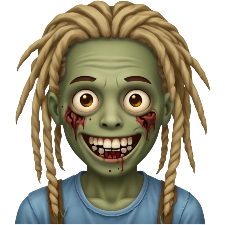 zombie with dreads with braces smiling  emoji
