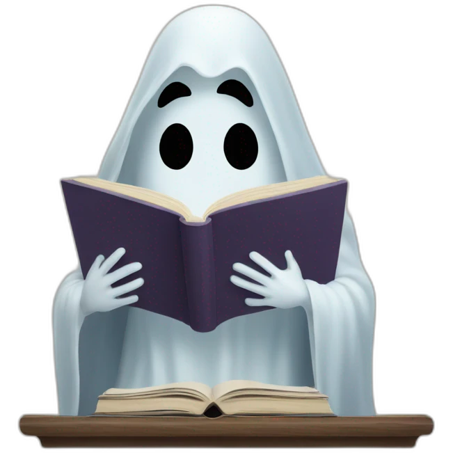 Ghost reading a book emoji