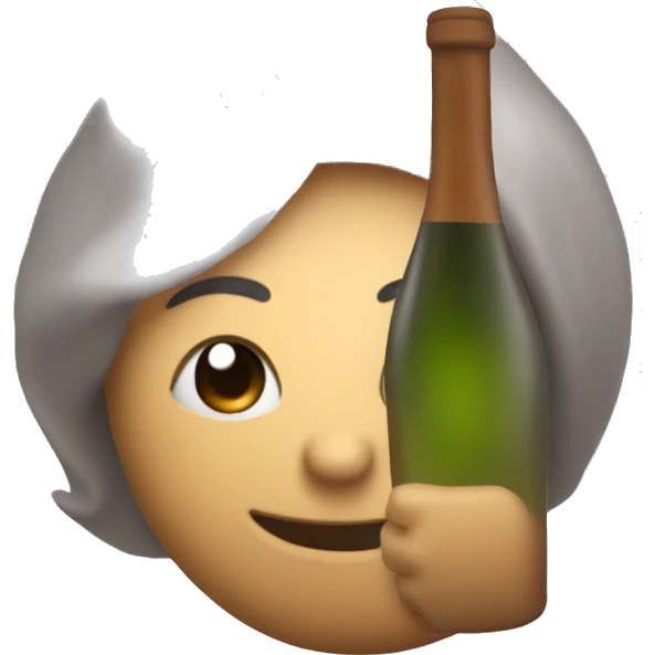 A tipsy hearth holding a wine bottle, looking off-balance in a soft, dreamy blur emoji