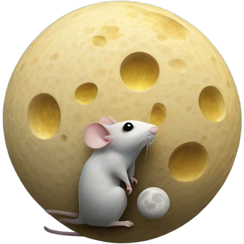Mouse looking up at moon that’s shaped like cheese  emoji