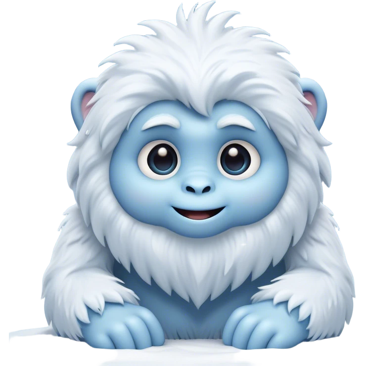 Cinematic Cute Yeti Portrait Emoji, with a charming, small, fluffy form in soft snowy whites and cool blues, featuring big, innocent eyes and a shy, gentle smile, simplified yet irresistibly endearing, highly detailed with a soft glowing outline that captures the whimsical charm of a friendly yeti ready for a cuddle! emoji