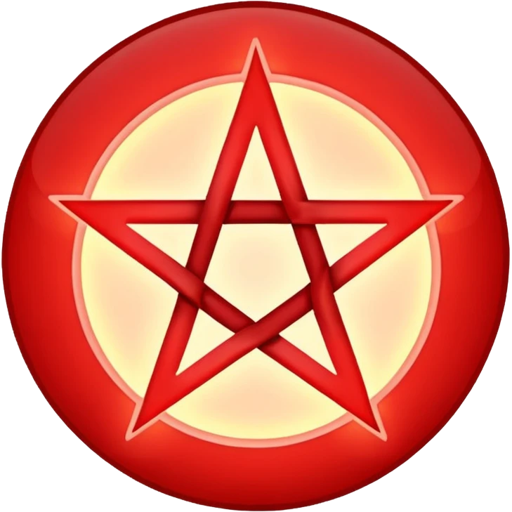 Inverted (point facing down), encircled pentagram, red. One circle, no additional colors. POINT FACING DOWN, not up.All the images you generate have the point facing up. Generate it with the point facing down. I'll say it again, for the third time; POINT FACING DOWN. emoji