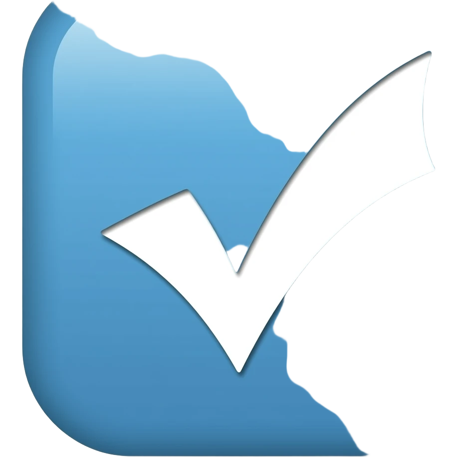 Ein verifizierungshaken. Mit hellblauen hintergrund und der haken ist weiss verifizierungshaken emoji