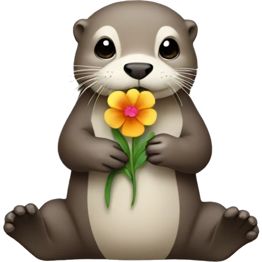 otter holding a flower emoji