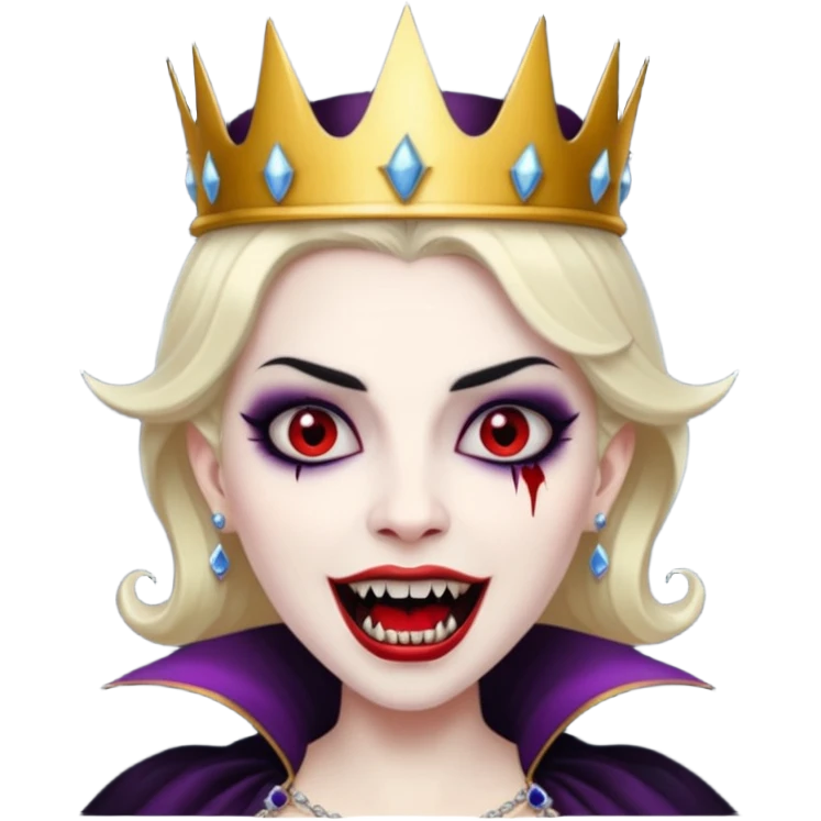 queen vampire with crown and fangs emoji