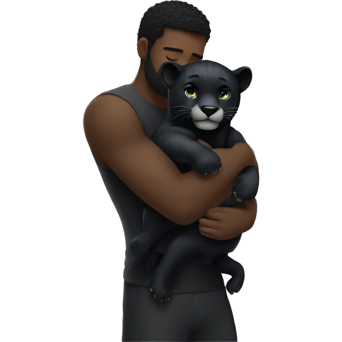 Male Black panther hug white bear female  emoji