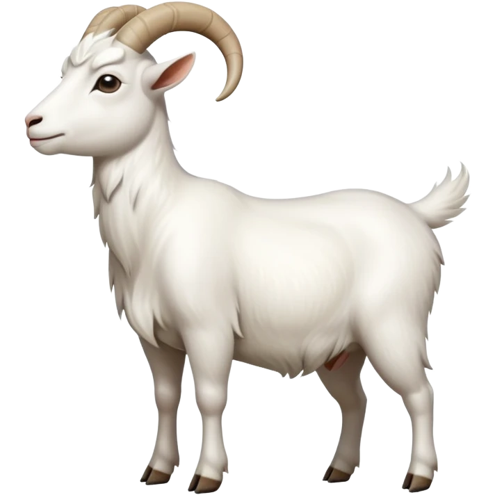 cinematic-[white goat]-realistic-full-body-standing-emoji,-tail-flicking-lazily,-head-tilted-dramatically,-sleek-[white]-fur,-simplified-yet-realistic-focused-features,-highly-detailed,-glowing-with-an-almost-sarcastic-glow emoji