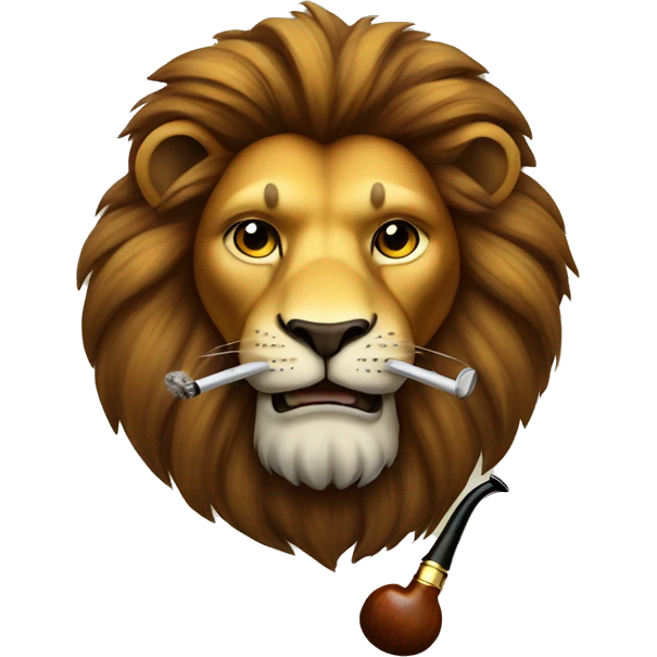 a lion with a smoking pipe emoji
