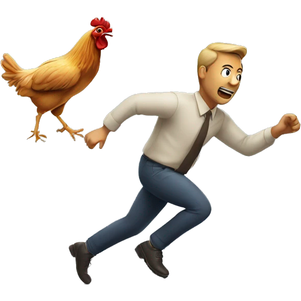 Man chasing chicken emoji