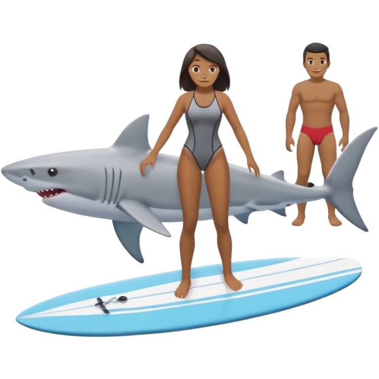 the shark next to people surfing emoji