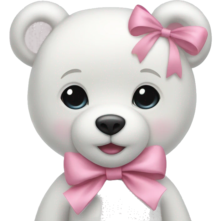 White teddy bear pink bow emoji