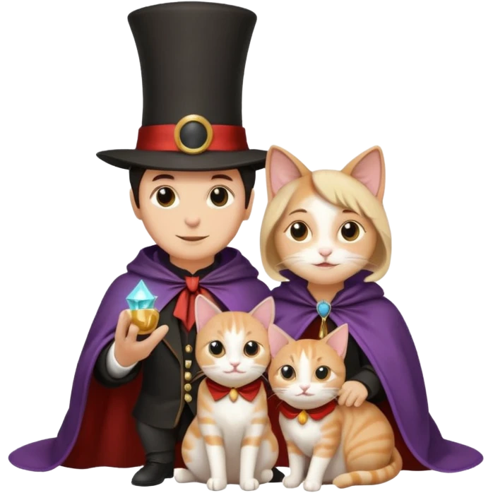magician couple and their pet cat emoji