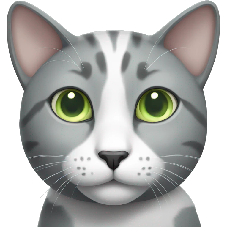 grey and white cat with light green eyes emoji