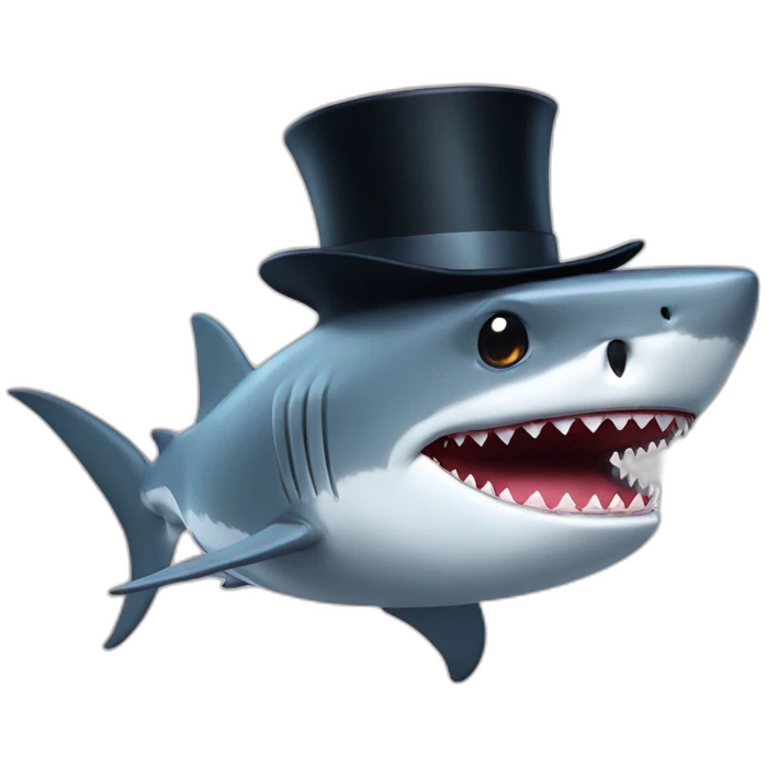 Shark with a top hat emoji