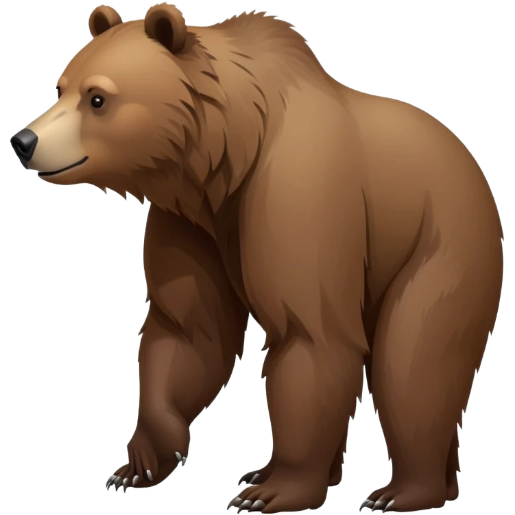 Realistic grizzly bear on all four legs, minimalist style, natural pose, side view emoji
