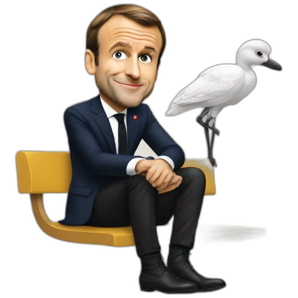 Emmanuel Macron sur une autruche emoji
