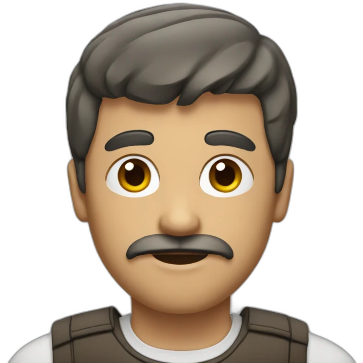 Man with short moustache and cut hair emoji