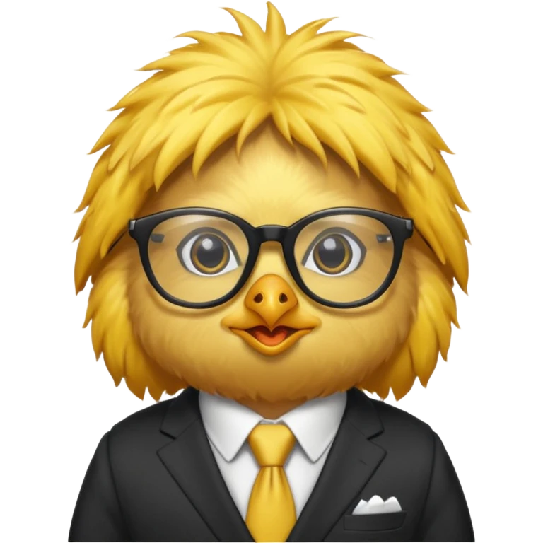 chick animal with glasses, wearing suit emoji