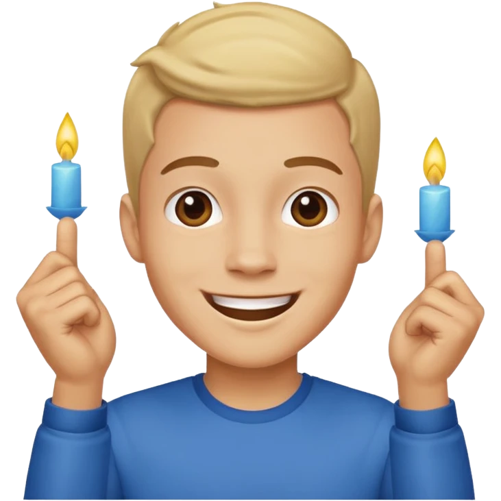 Young man doing celebration pose emoji