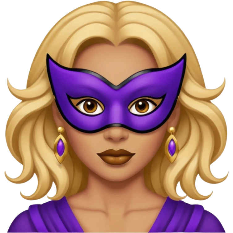 mask wearing woman robber purple with big earrings emoji