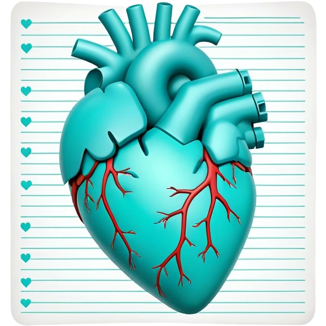 Turquoise non anatomic heart and notes emoji