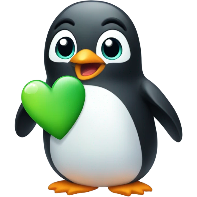 Penguin green heart emoji