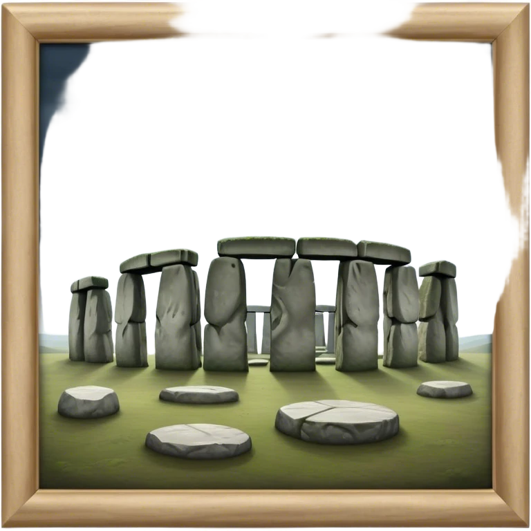Cinematic Realistic Stonehenge Landscape Emoji, depicted with ancient, mysterious stone circles set against a moody sky, rendered with atmospheric lighting and detailed textures that evoke its prehistoric allure. emoji