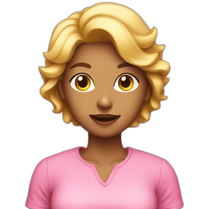 woman with pink shirt and money emoji