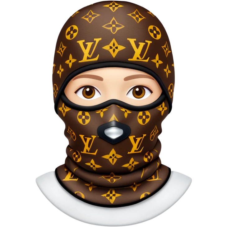 luxury Louis Vuitton ski mask with brown LV monogram pattern emoji