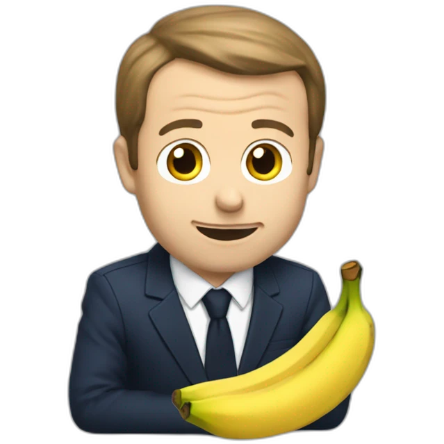 Macron qui mange une banane emoji