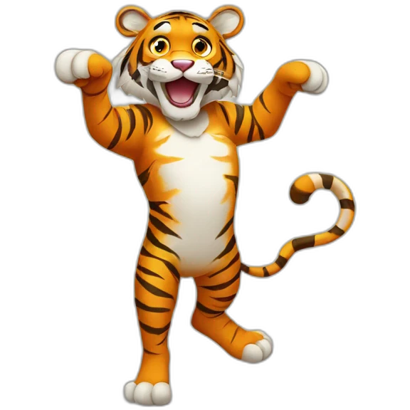 cartoon tiger in tiptoes emoji