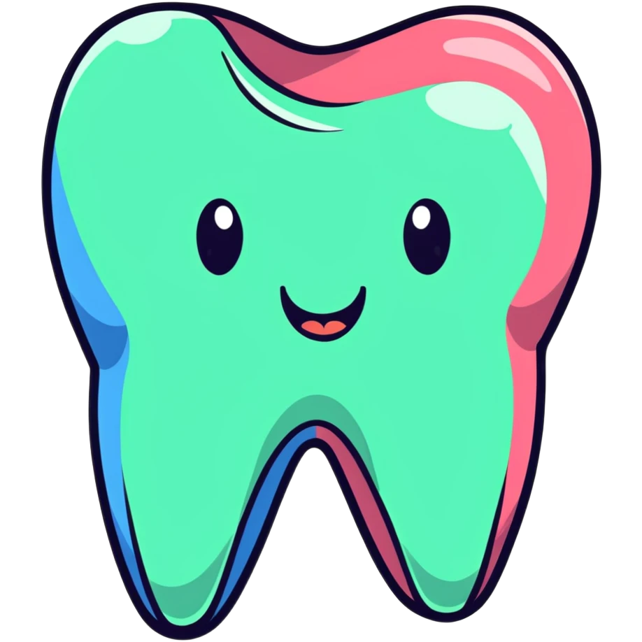 colorful dental health app icons, tooth application in multiple colors emoji