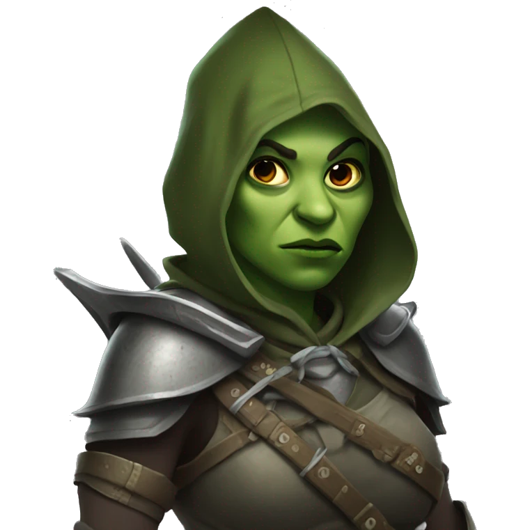 hooded orc armored with bow woman emoji