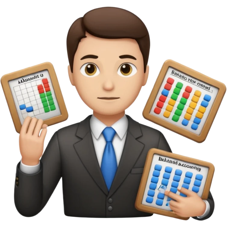 aUDITOR with spreadsheet emoji, ADD A puzzle and a Balance for accounting emoji